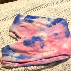 Pink and purple tie die sweats